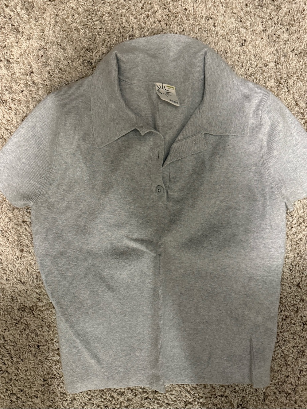 aerie Heather Gray Short-Sleeve Polo Tee